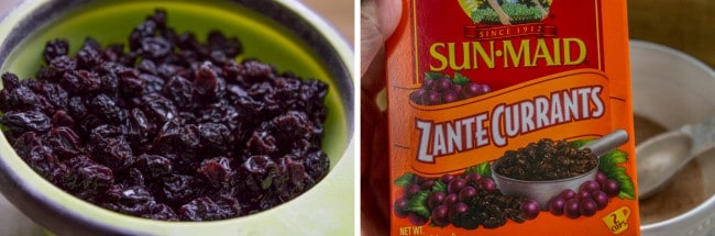currants in a bowl and in a package.