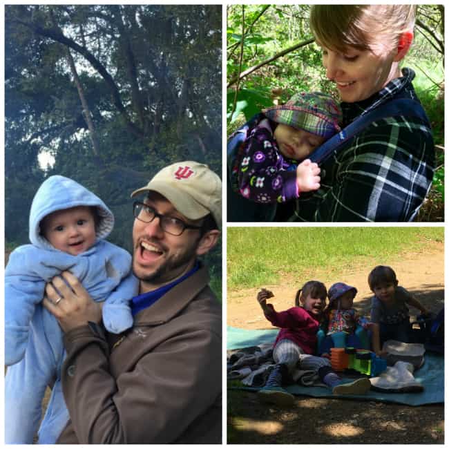 pictures of parents camping with their children.