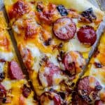 Leftover Hot Dog Pizza with Caramelized Onions from The Food Charlatan