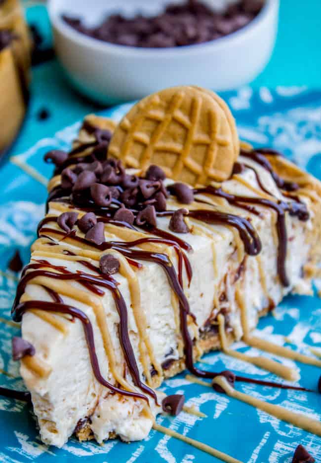 frozen peanut butter pie with hot fudge.