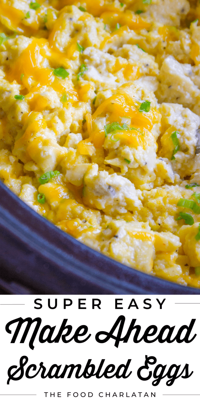 creamy scrambled eggs for a crowd in the crockpot.