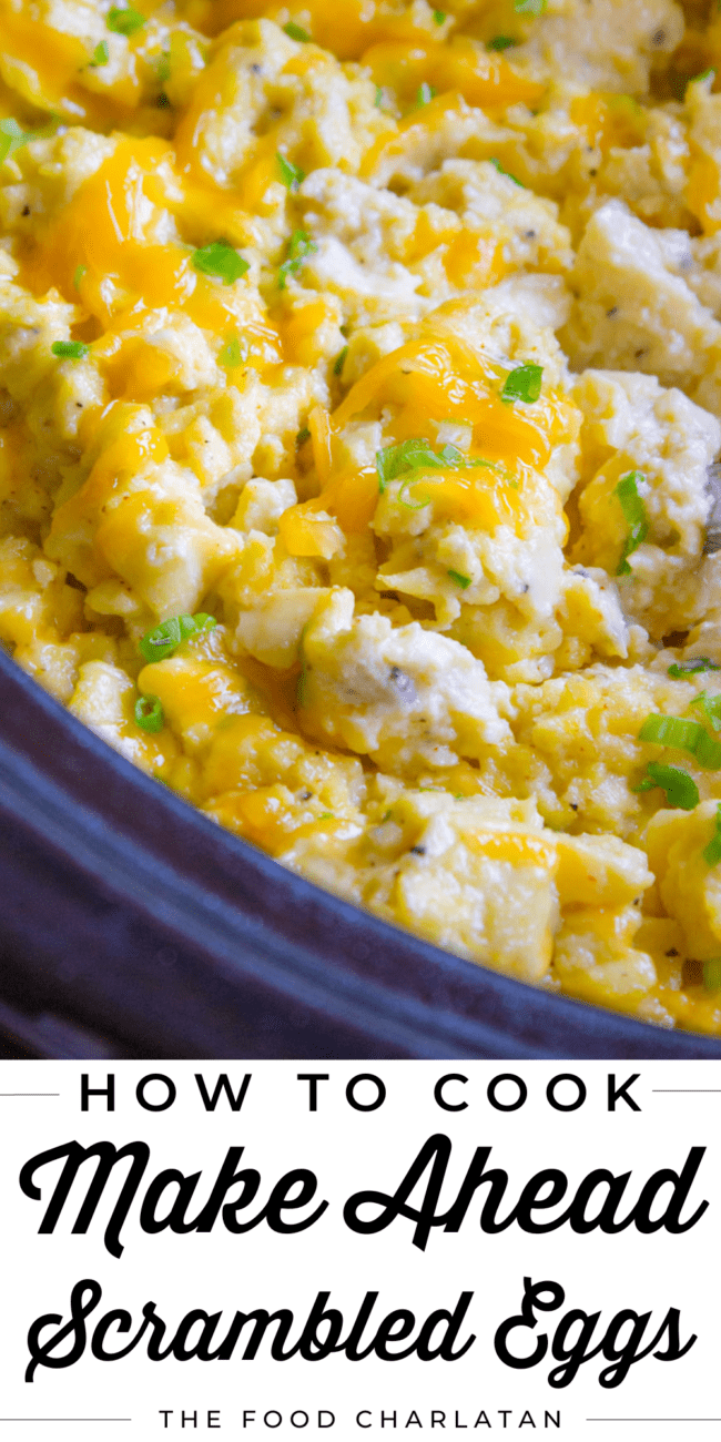 creamy make ahead scrambled eggs in the crockpot.