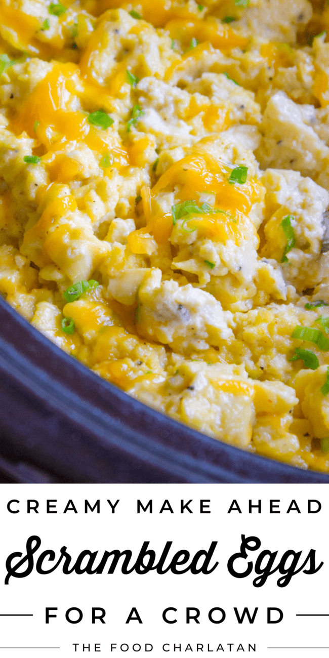 creamy make ahead scrambled eggs for a crowd.