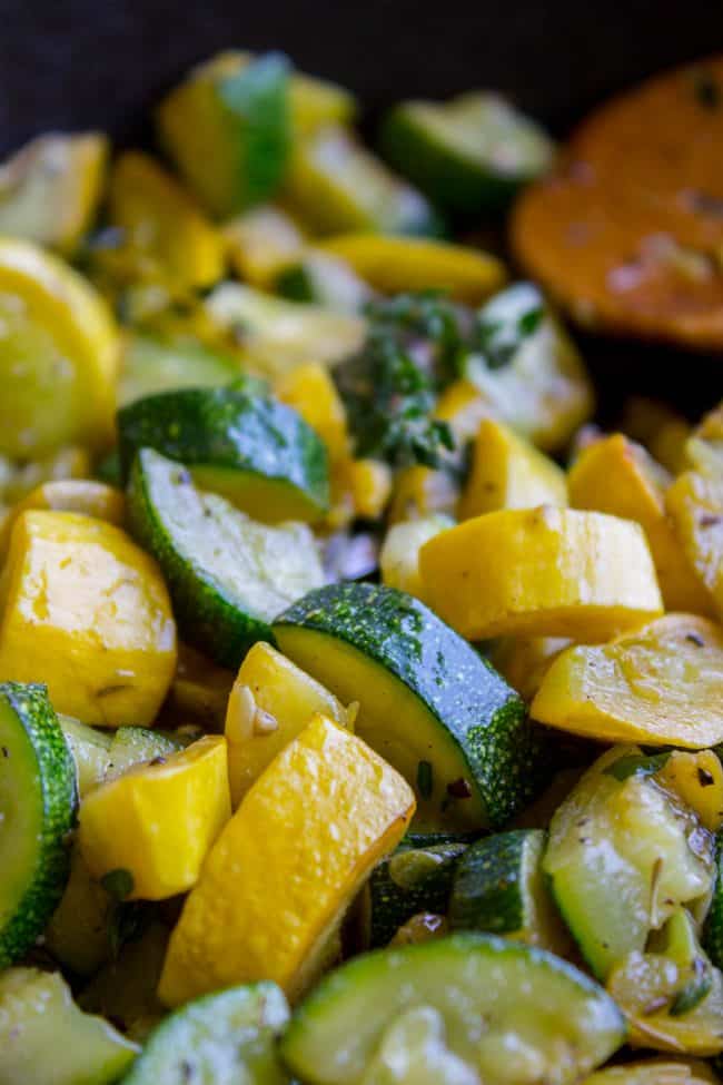 sauteed zucchini and squash with thyme. 