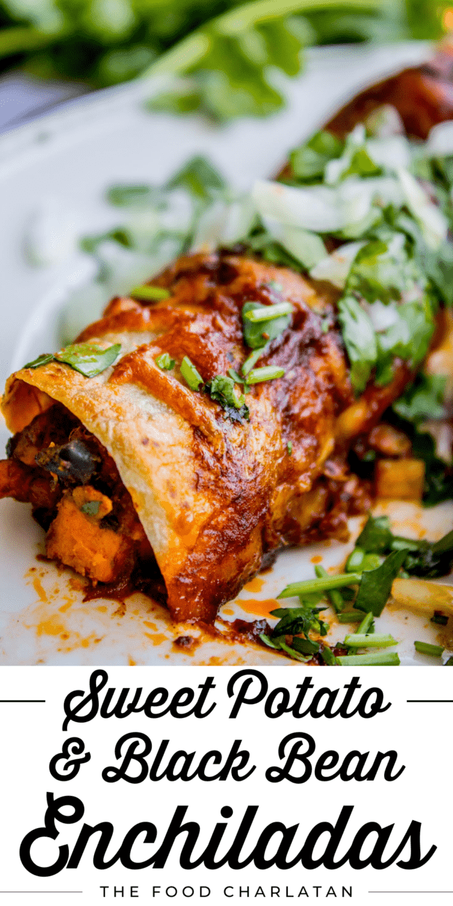 sweet potato and black bean enchiladas.