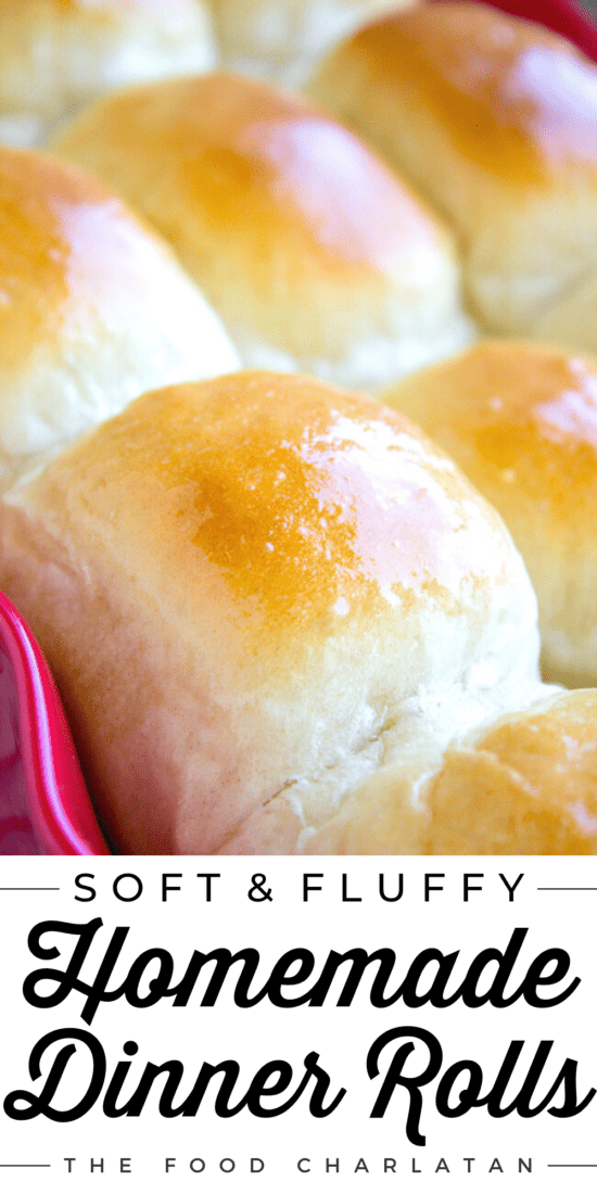 Buttery homemade dinner rolls in pan