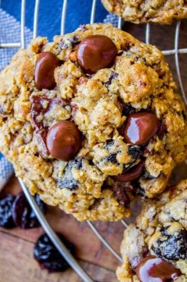 Dark Chocolate Cherry Oatmeal Cookies from The Food Charlatan