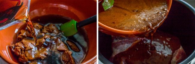 Adobo sauce and coke for shredded pork.
