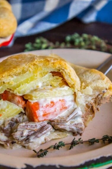 slice of savory leftover beef pie