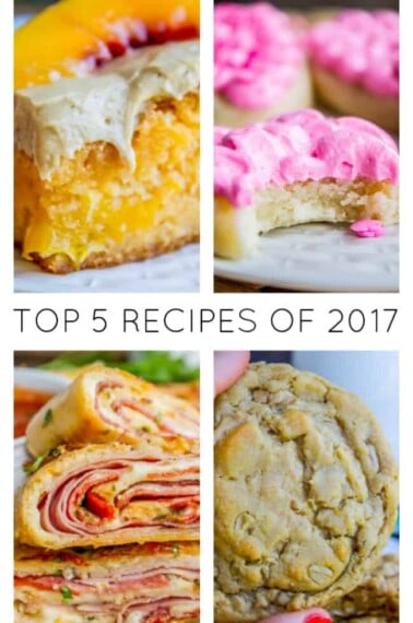peach cake, sugar cookies, stromboli, peanut butter cookies