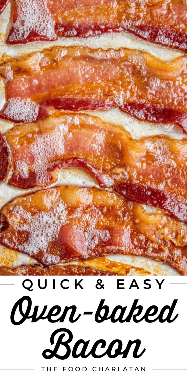 strips of crispy bacon on a sheet pan.