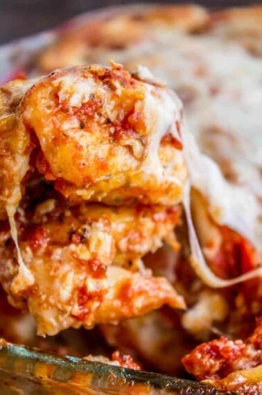 easy pizza casserole with cheese.