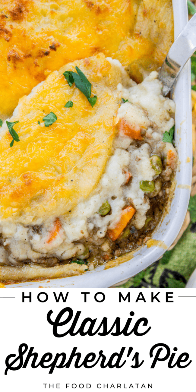 classic shepherd's pie in a baking dish.