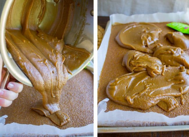 Caramel Cake with Caramel Icing Recipe from The Food Charlatan. Have you ever made a Caramel Cake with Caramel Icing recipe? It's a classic Southern treat! But instead of a layer cake, I made it into a thin sheet cake. Less time baking, more time eating, I say! It's really easy to put together. #southern #icing #recipe #caramel #frosting #cake #sheetcake #oldfashioned #easy #homemade Thick southern caramel frosting flowing from a pot onto a sheet cake