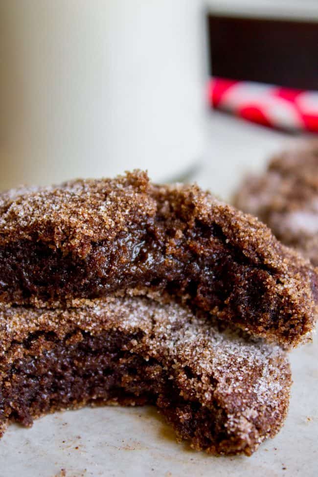 hot chocolate cookies split in half.