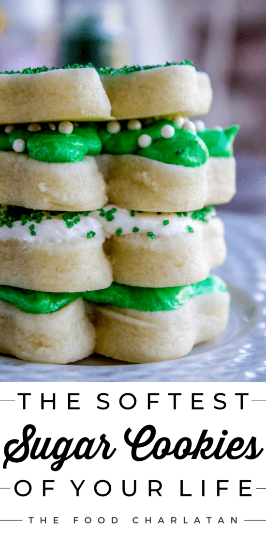 Soft Shamrock shaped sugar cookie stacked