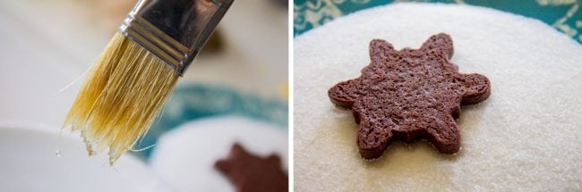 The Softest Chocolate Sugar Cookies (That Hold Their Shape) from The Food Charlatan. They are seriously the softest you will ever have! Packed with chocolate flavor and perfect with a thick schmear of buttercream frosting and sprinkles. Cream cheese in the dough is the secret to super soft sugar cookies! #chocolate #sugarcookies #cookies #frosting #icing #buttercream #sprinkles #creamcheese #spiderweb #halloween #decorated #recipe #soft #cutout #Christmas #chewy #best #frosting #homemade #rolled how to make chocolate sugar cookies