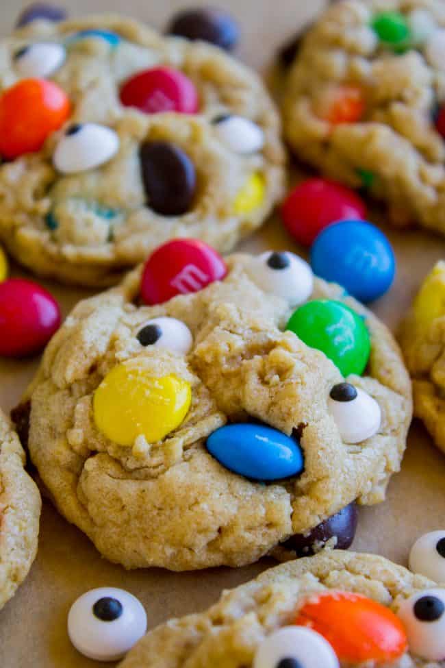 monster cookies with candy eyes.