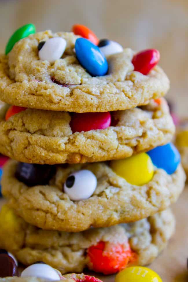a stack of monster cookies.