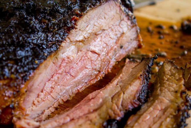 medium rare tri tip steak with blackened, crispy top.