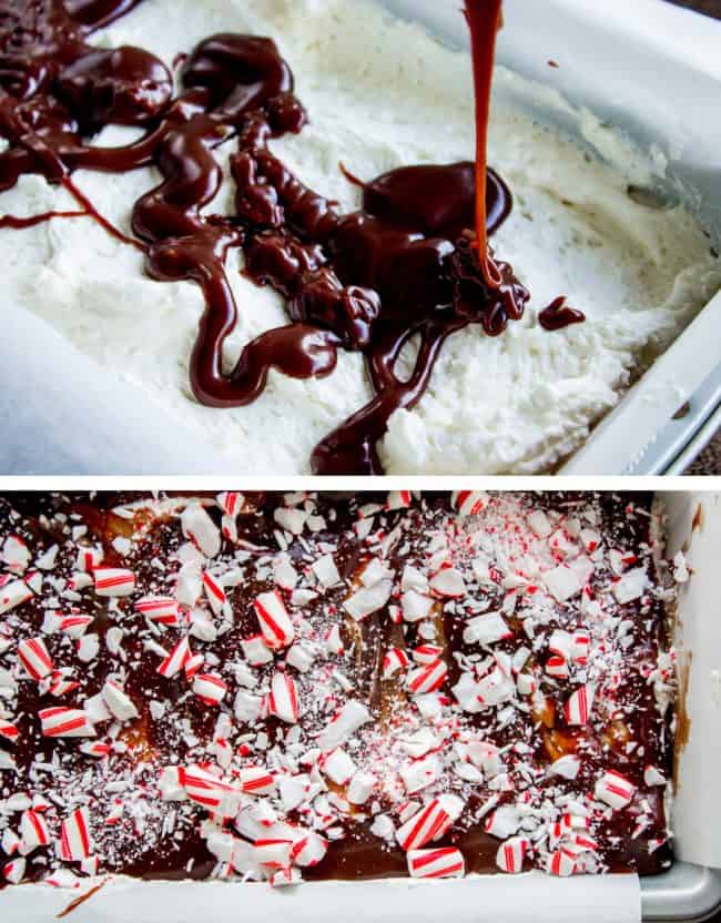 Drizzling chocolate sauce for layered cake