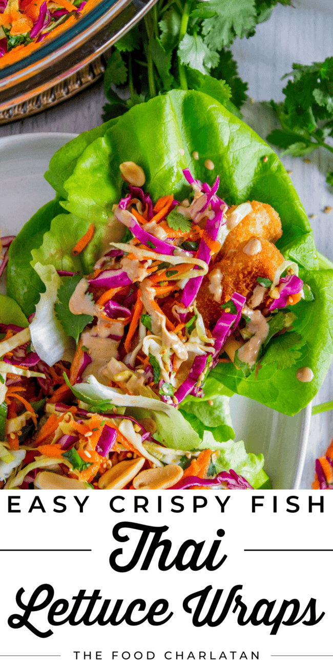 thai lettuce wraps with crispy fish.