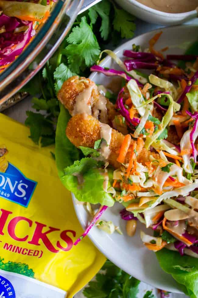 Thai lettuce wrap on a plate.