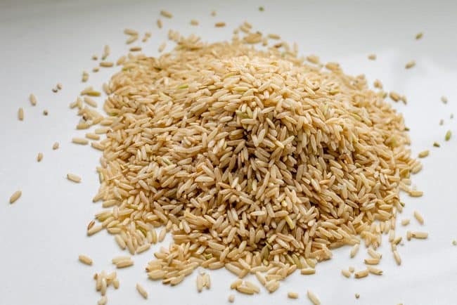 a pile of brown rice.