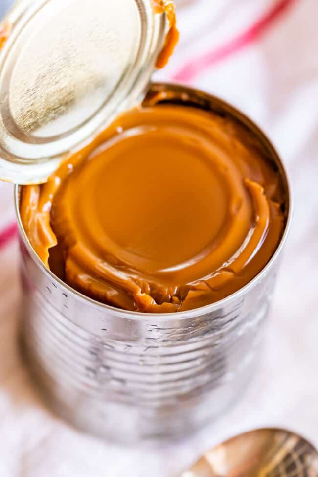 an open can of dulce de leche.
