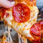 pan pizza with pepperoni and cheese.