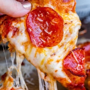 pan pizza with pepperoni and cheese.