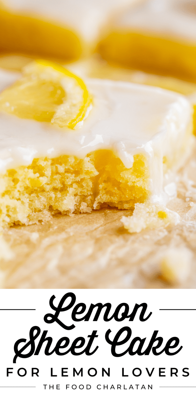 lemon sheet cake with glaze.