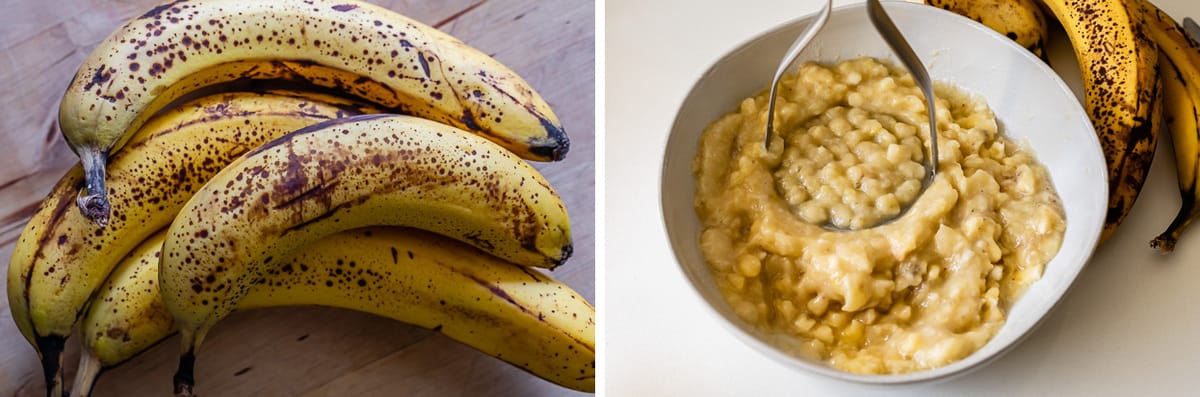 mashed banana for moist banana bread