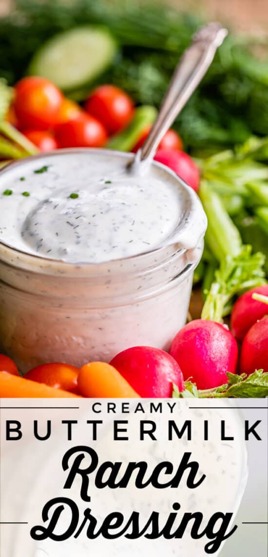 homemade buttermilk ranch dressing with veggies