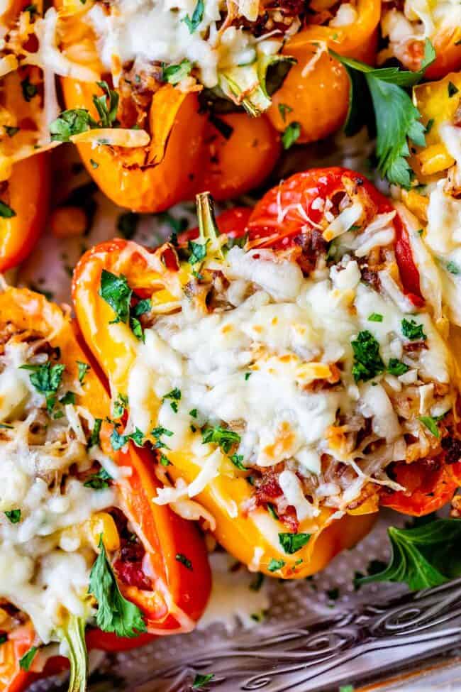 stuffed peppers in the oven with melting cheese