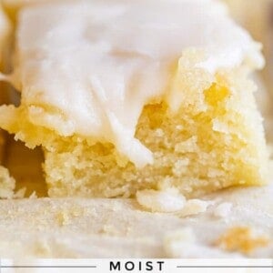 close up of piece of homemade white cake