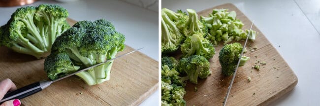 how to make chop broccoli into florets.
