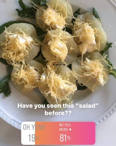 Pear miracle whip cheese salad.