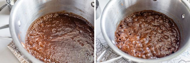 one pot almost boiling, one pot at a rolling boil