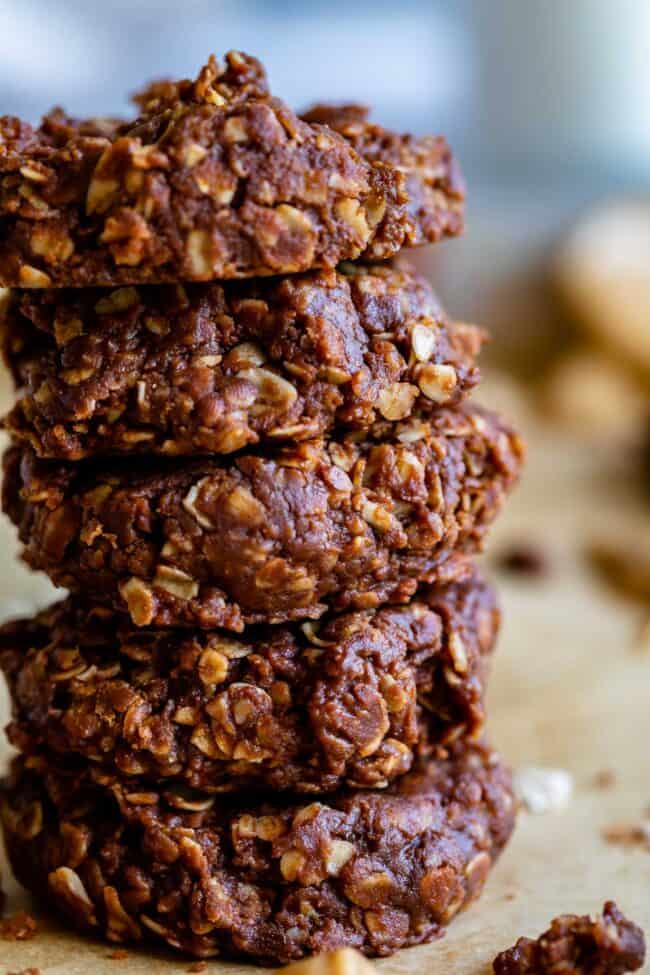 stack of no bake cookies