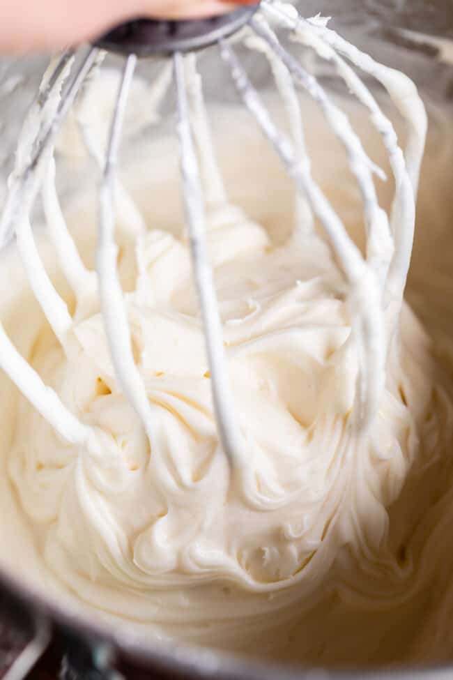 cream cheese frosting on a beater.