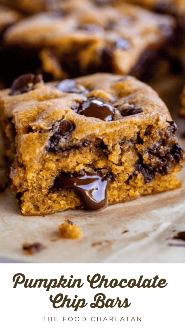 Fudgy Pumpkin Chocolate Chip Bars (Pumpkin Blondies)