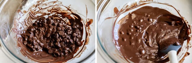 melting chocolate chips in a bowl.