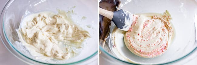 white chocolate melting in a bowl.