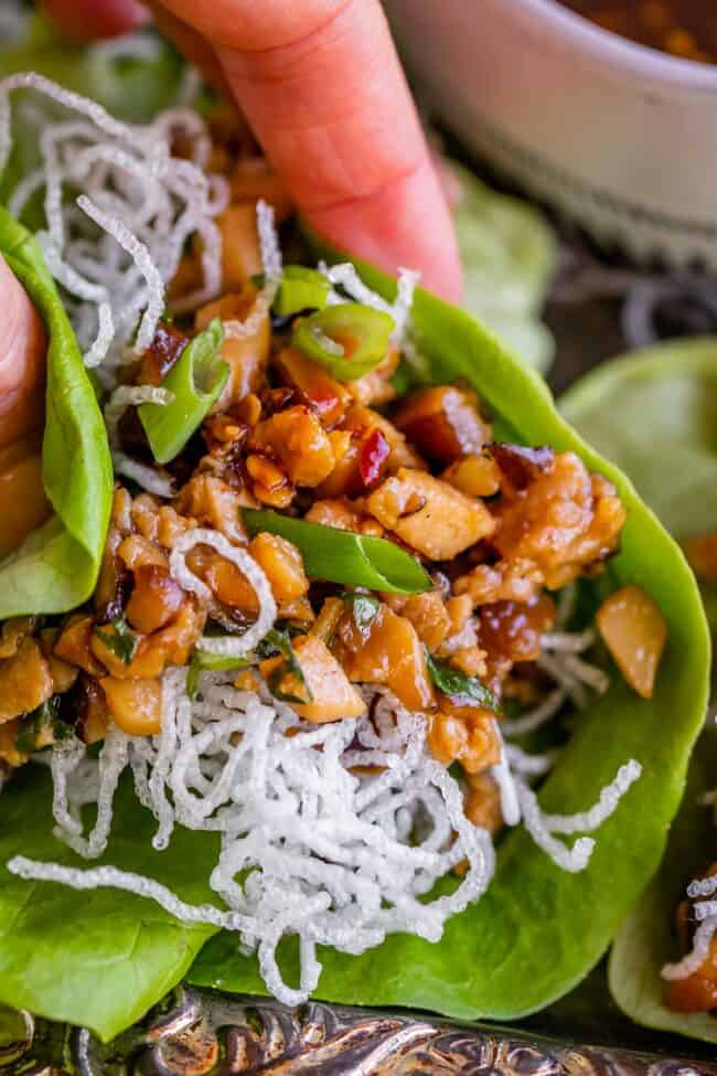 pf chang's lettuce wraps with fried rice noodles.
