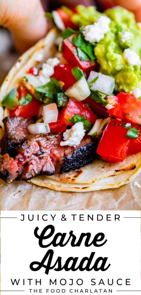 carne asada taco with pico guac.