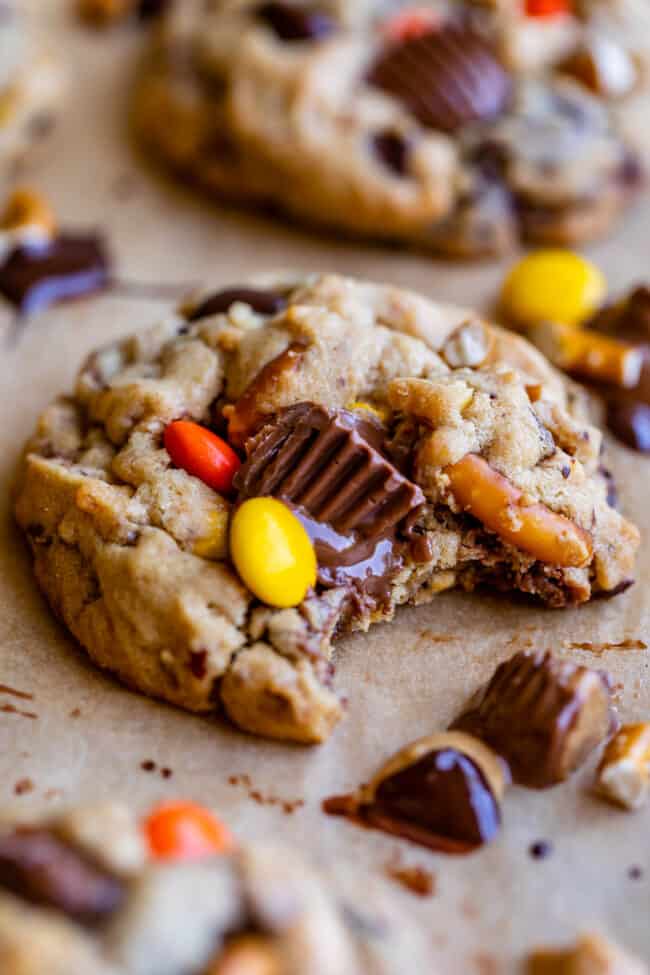 Reese's cookies with Reese's pieces and pretzels.
