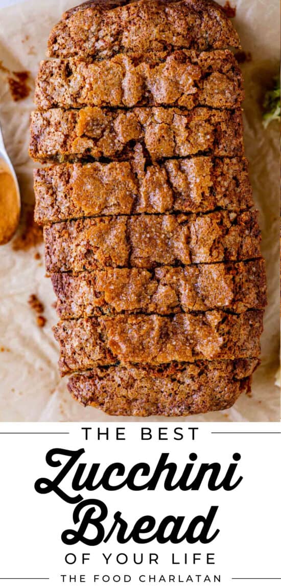 the best zucchini bread recipe sliced overhead