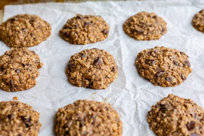 baked oatmeal cookies just out of the oven.