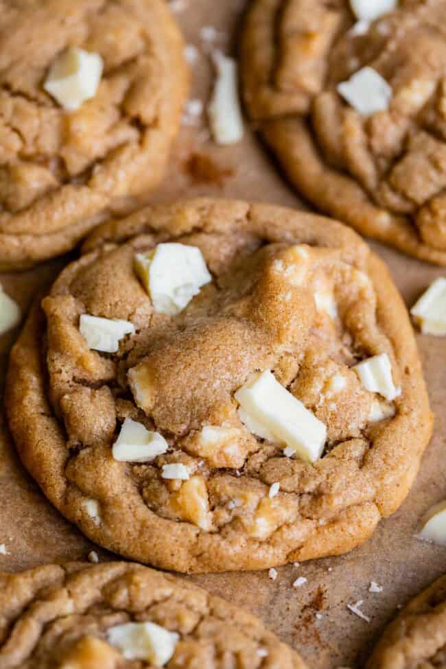 white chocolate chip cookie from scratch on a pan